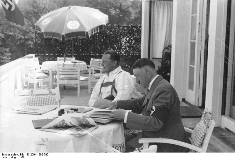 Adolf Hitler and Hermann Goring relaxing on Haus Wachenfeld's terrace